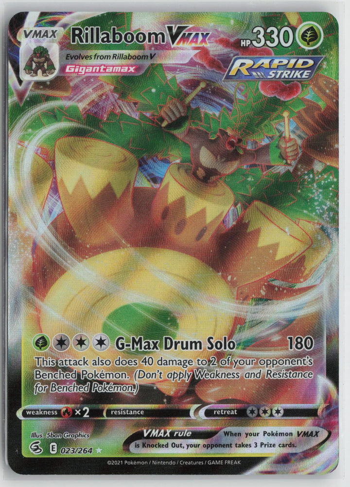 Rillaboom VMAX 023/264 Holo VMAX Rare Fusion Strike Pokemon NM0