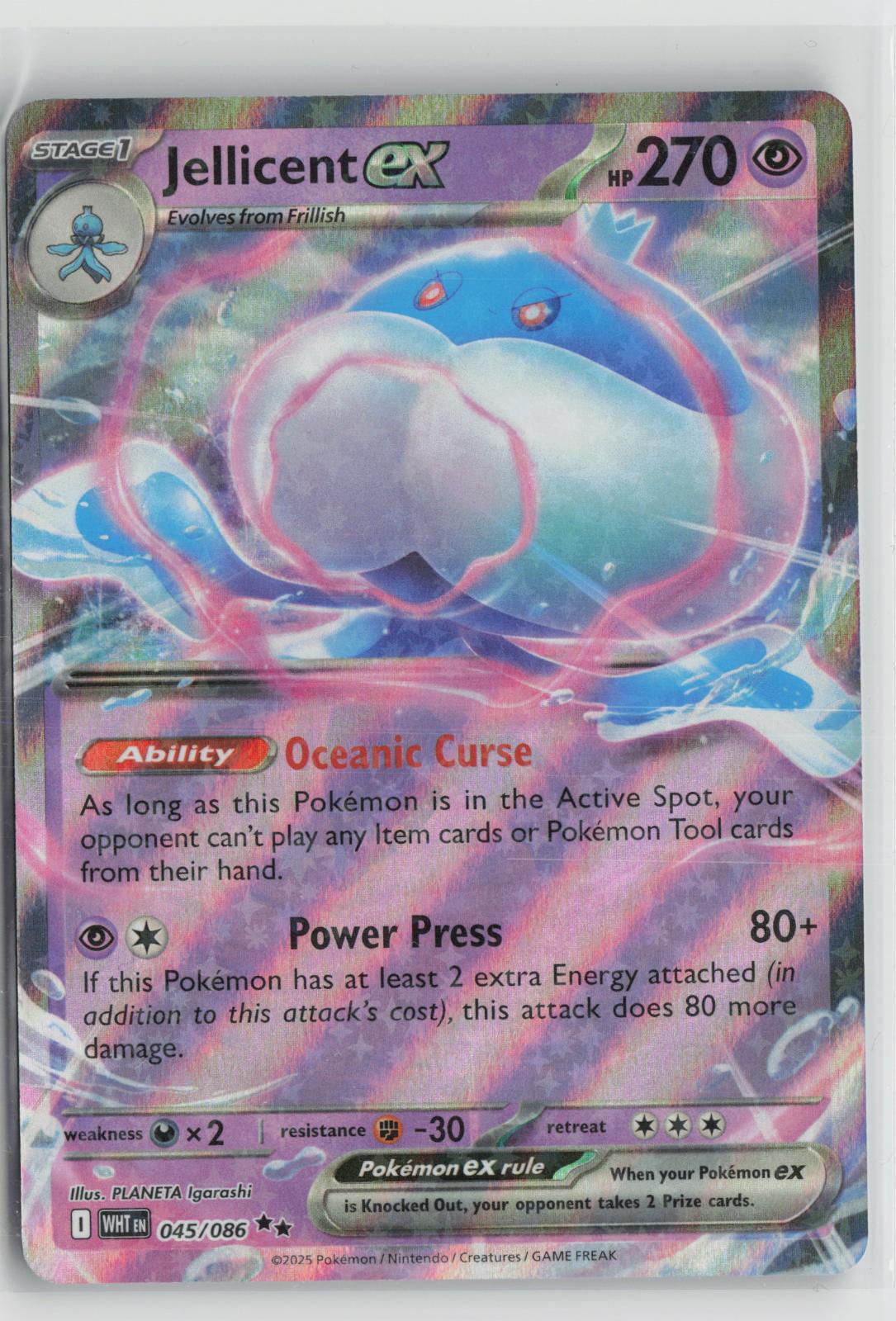 Jellicent ex 045/086 Holo Double Rare White Flare Pokemon NM
