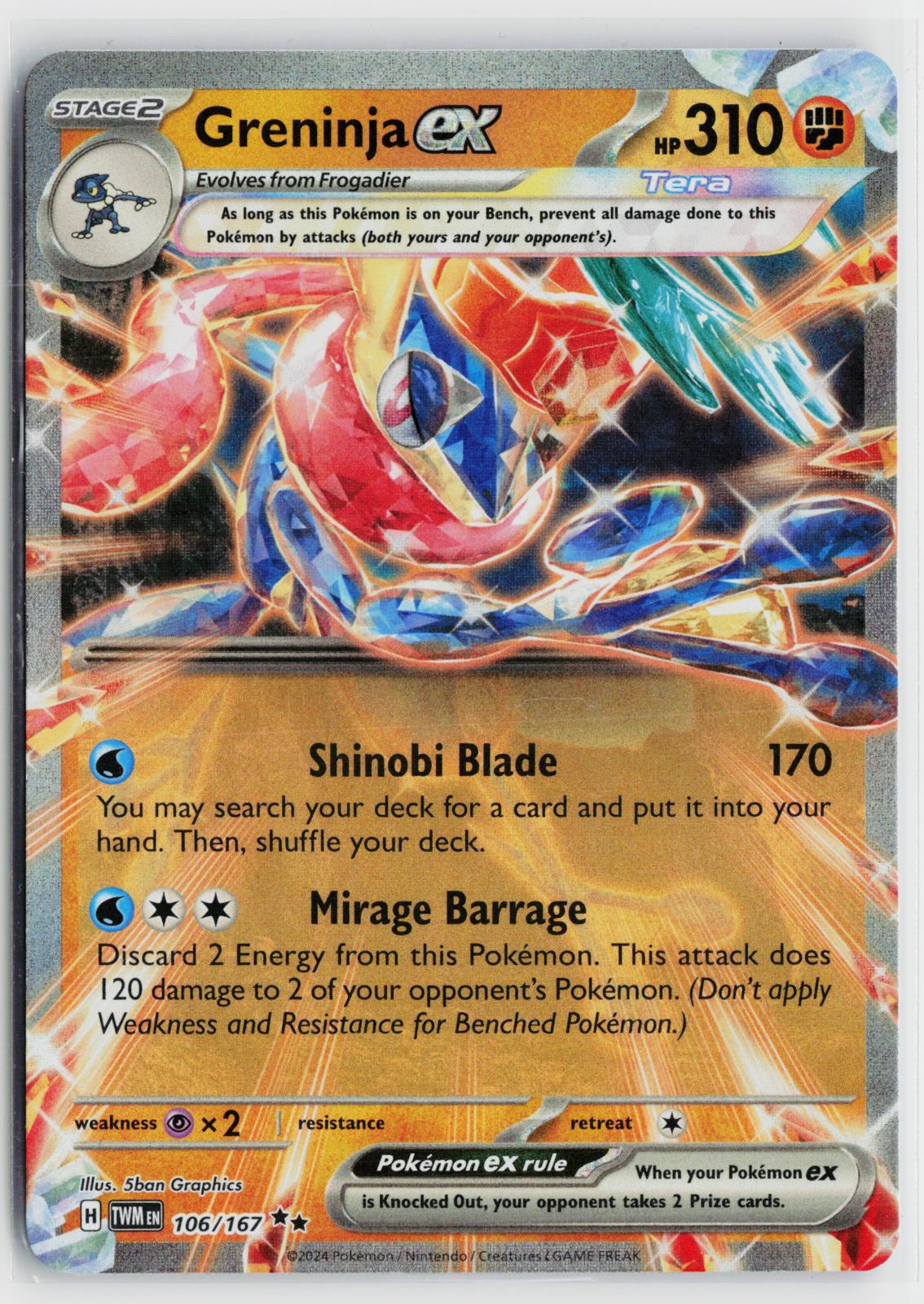 Greninja ex 106/167 Twilight Masquerade NM RR Holo Pokemon