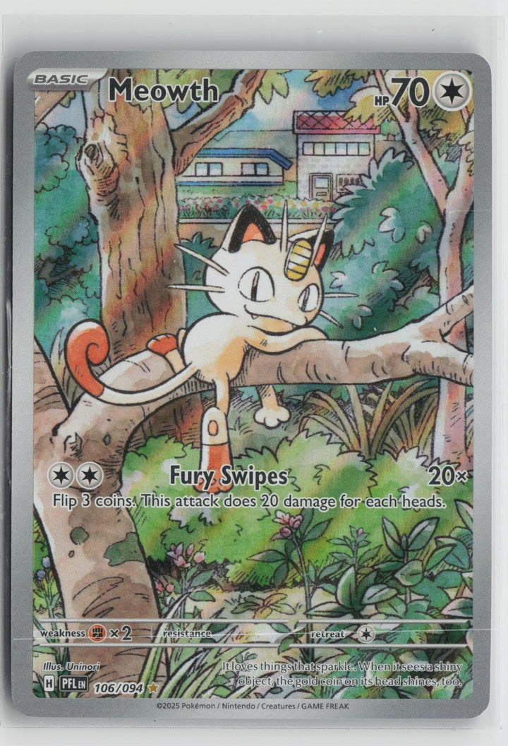 Meowth 106/094 Phantasmal Flames NM Illustration Rare Holo Pokemon0