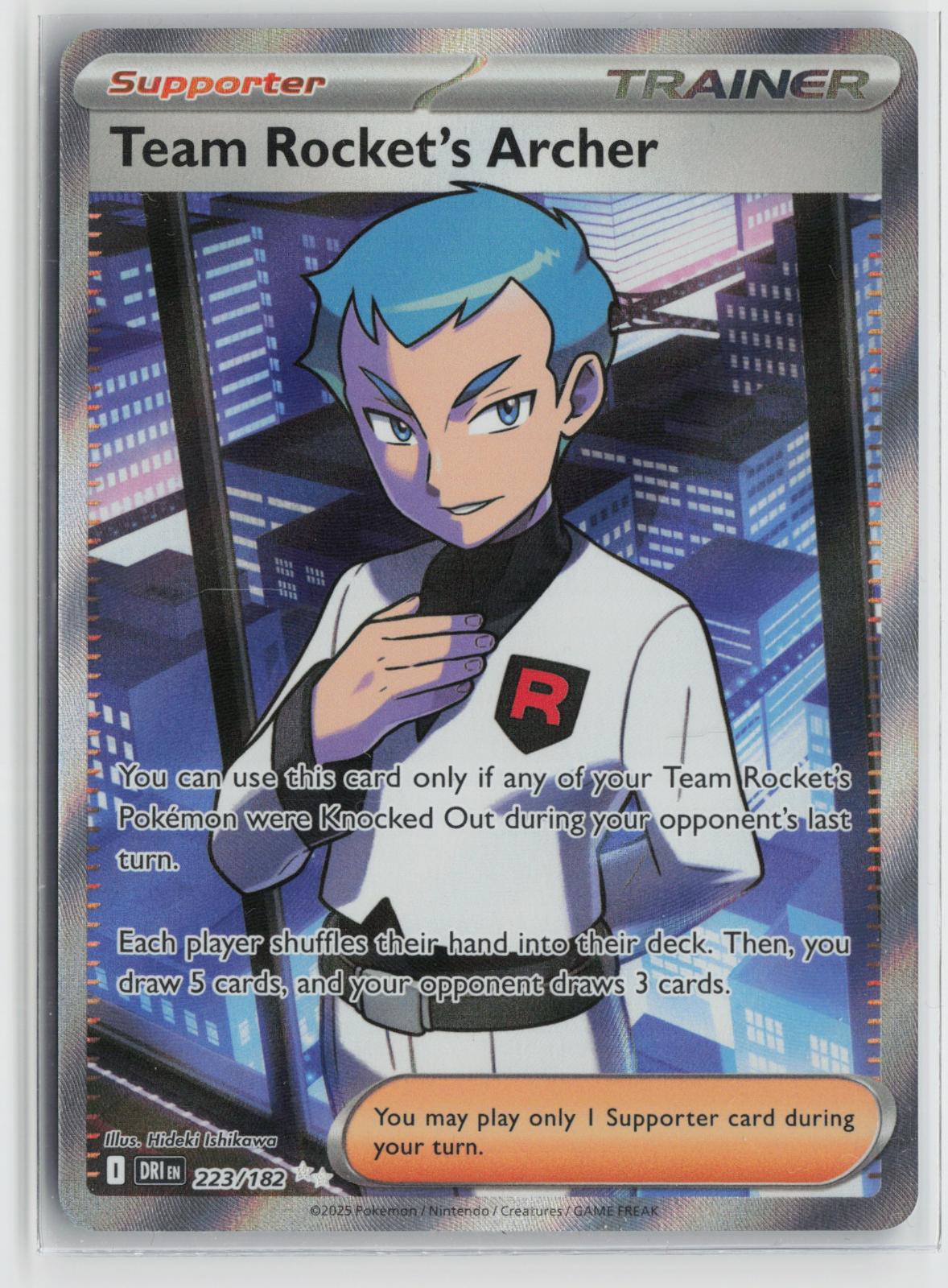 Team Rocket's Archer 223/182 Ultra Rare Destined Rivals Pokemon Holo NM