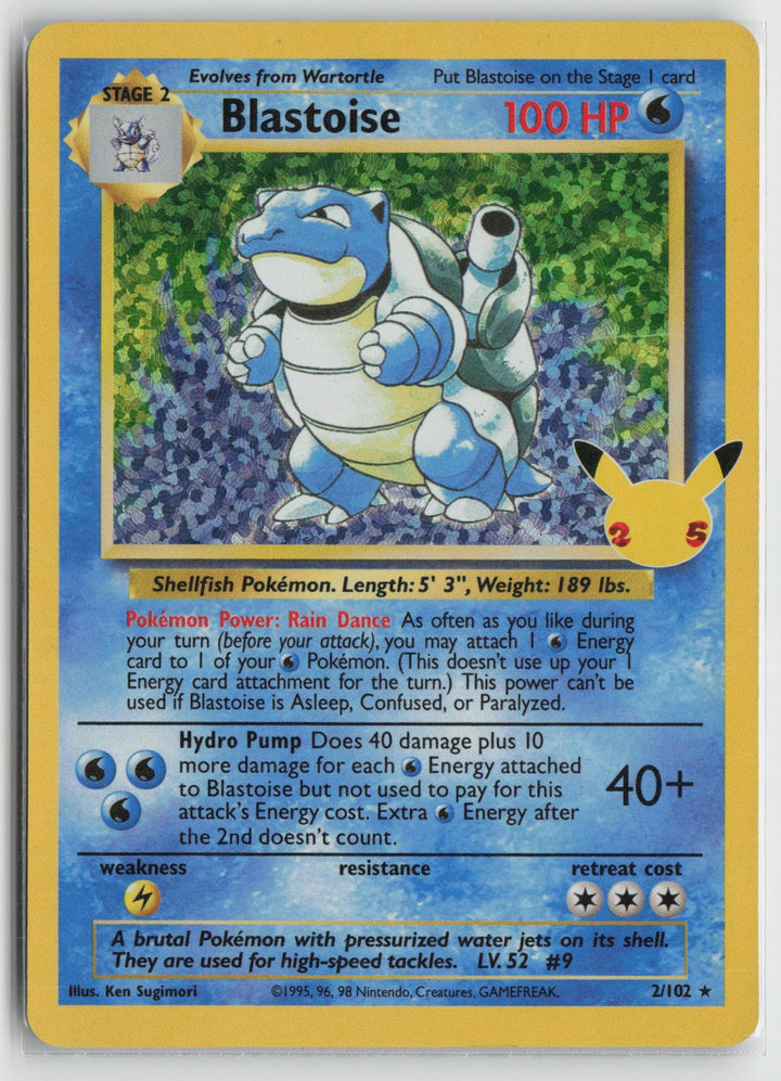 Blastoise 2/102 Classic Collection Celebrations: Classic Collection Pokemon NM0