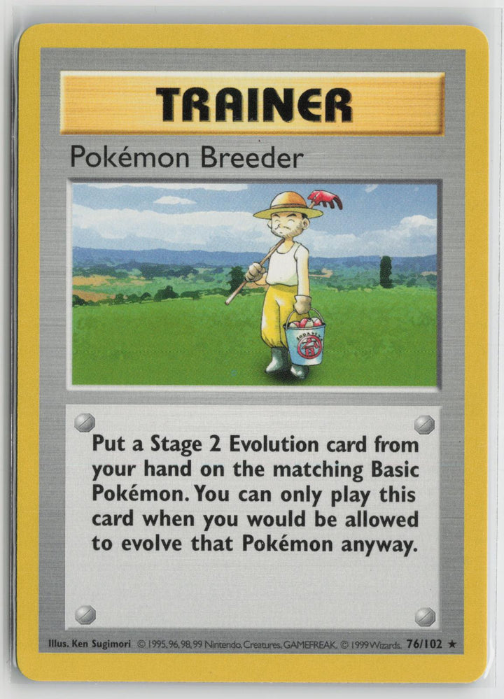 Pokemon Breeder 76/102 Rare Base Set Unlimited Pokemon NM0