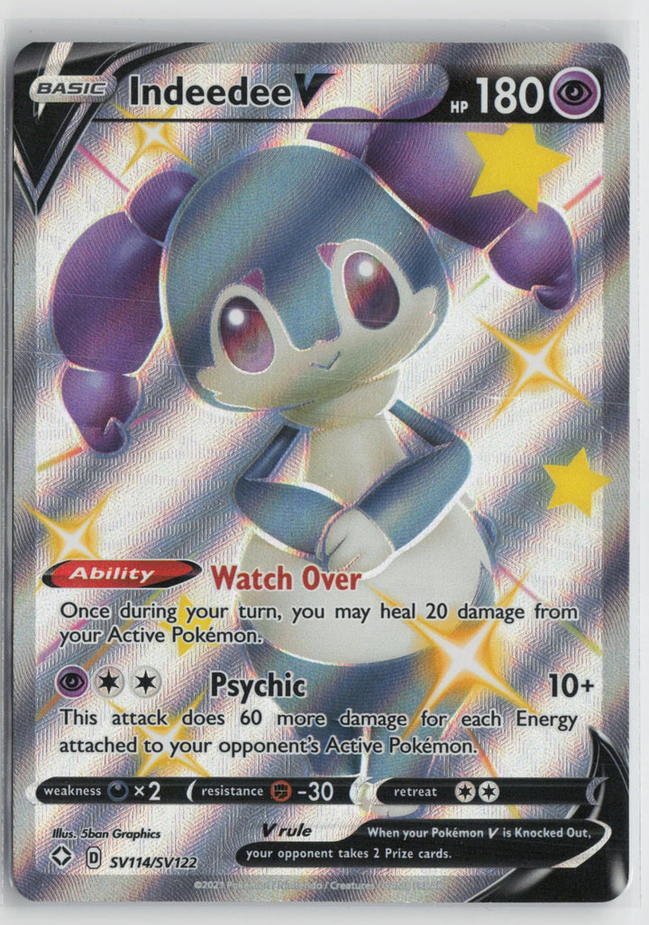 Indeedee V SV114/SV122 Holo V Rare Shining Fates Shiny Vault Pokemon NM0