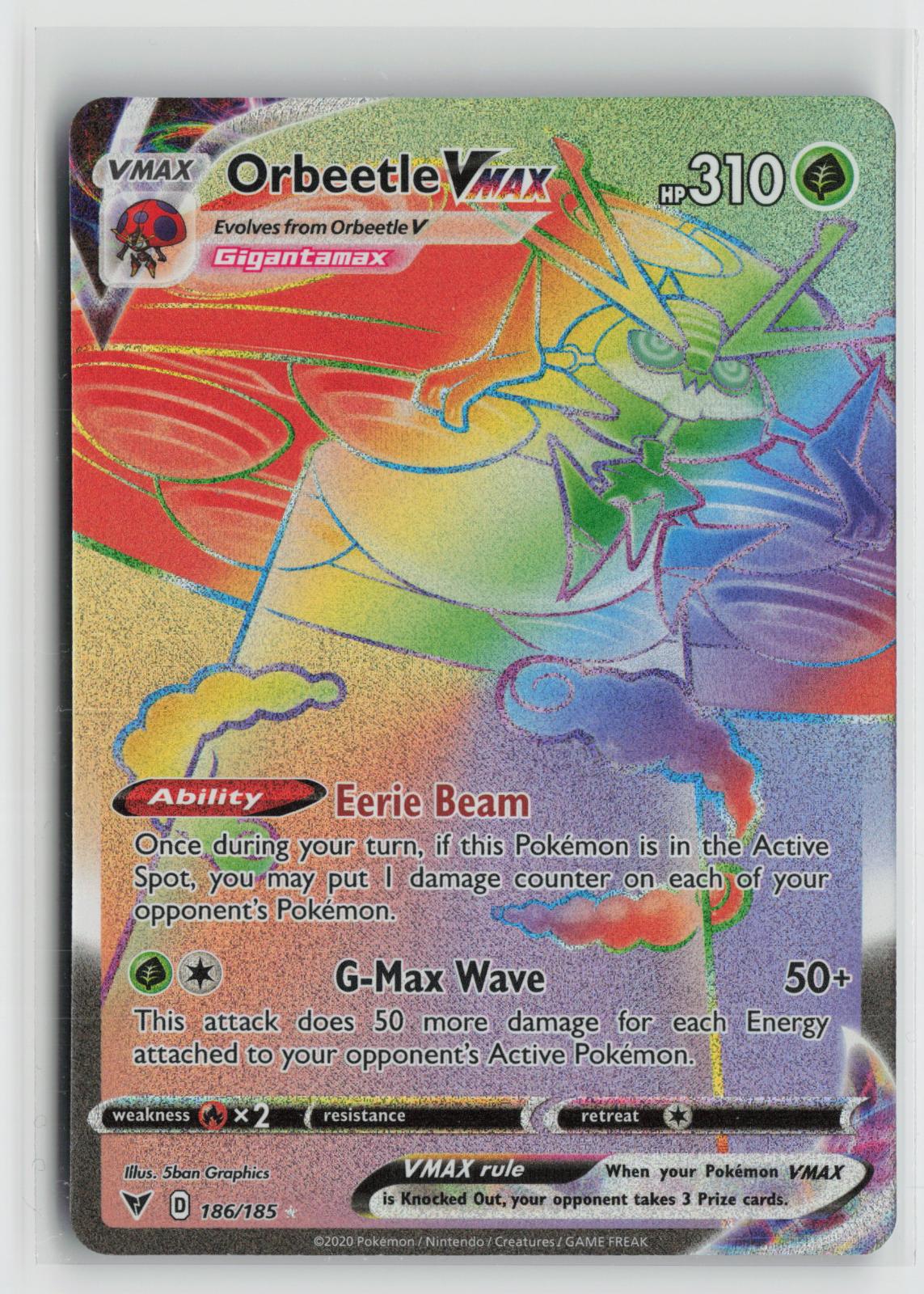 Orbeetle VMAX 186/185 Vivid Voltage NM Rainbow Rare Holo Pokemon