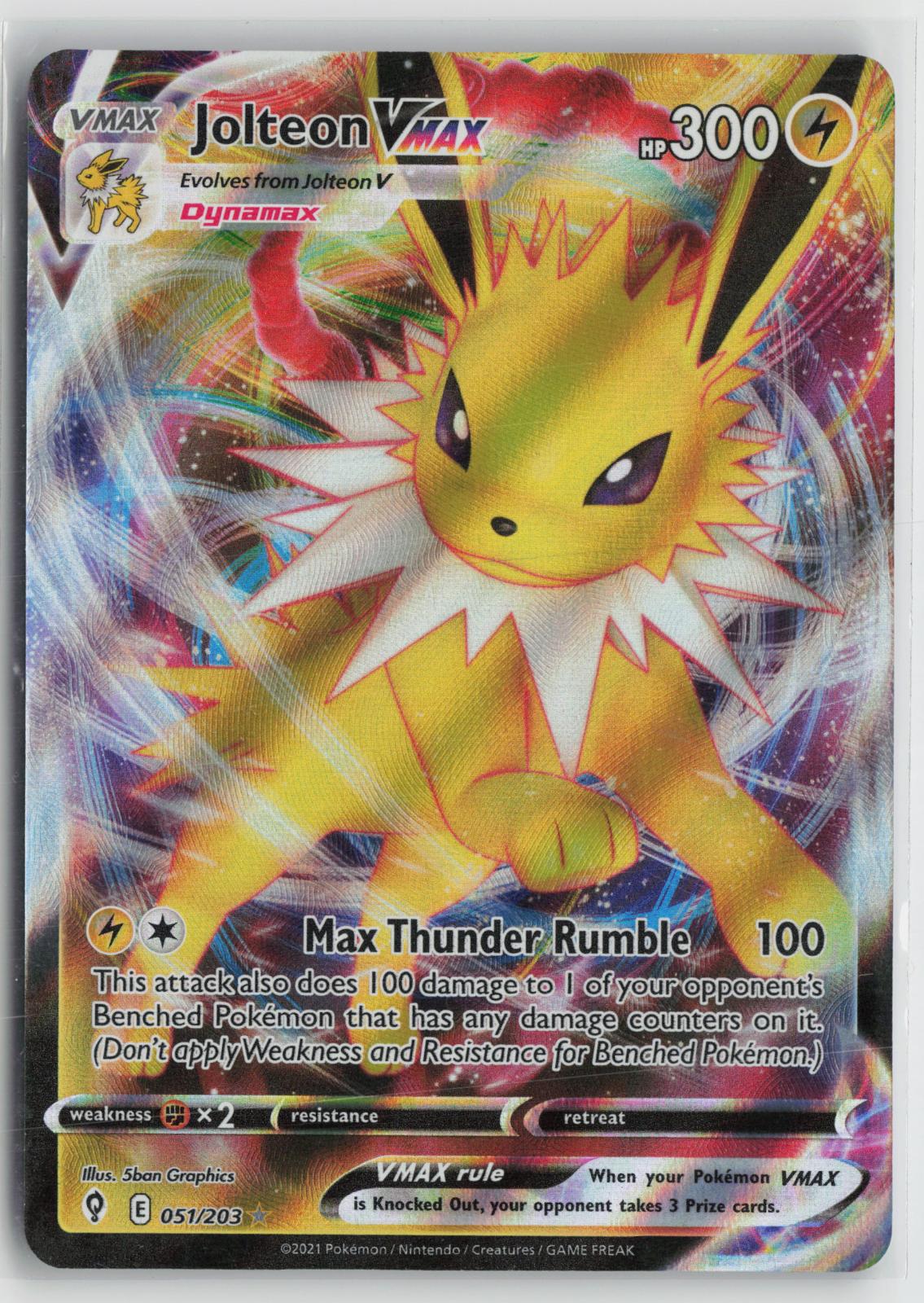Jolteon VMAX 051/203 Holo VMAX Rare Evolving Skies Pokemon NM
