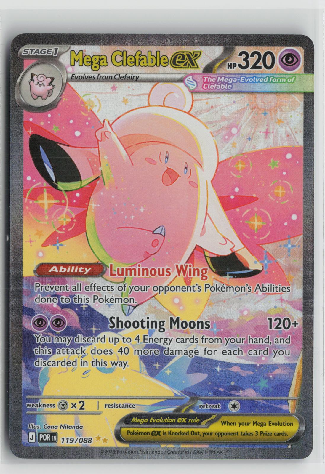 Mega Clefable ex 119/088 Holo Special Illustration Rare Perfect Order Pokemon NM