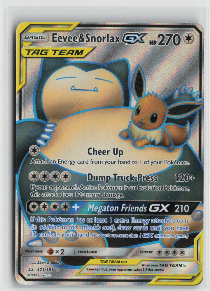 Eevee & Snorlax GX 171/181 Team Up NM Ultra Rare Holo Pokemon0