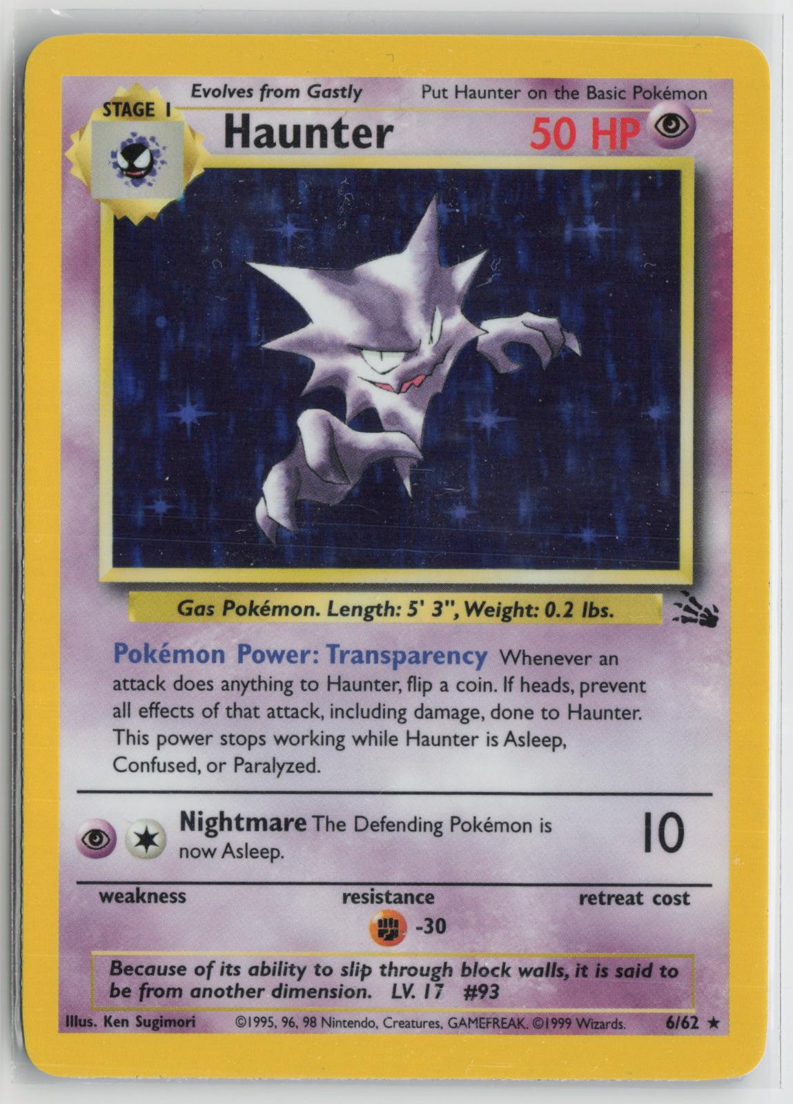 Haunter 6/62 Holo Rare Fossil Pokemon NM