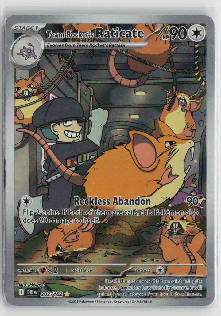 Team Rocket's Raticate 202/182 Destined Rivals NM Illustration Rare Holo Pokemon0