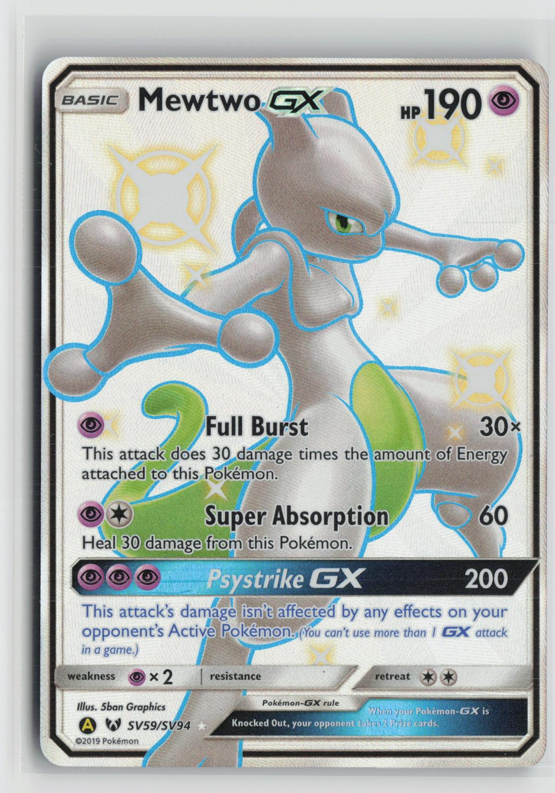 Mewtwo GX SV59/SV94 Shiny GX Rare Hidden Fates Shiny Vault Pokemon Holo NM