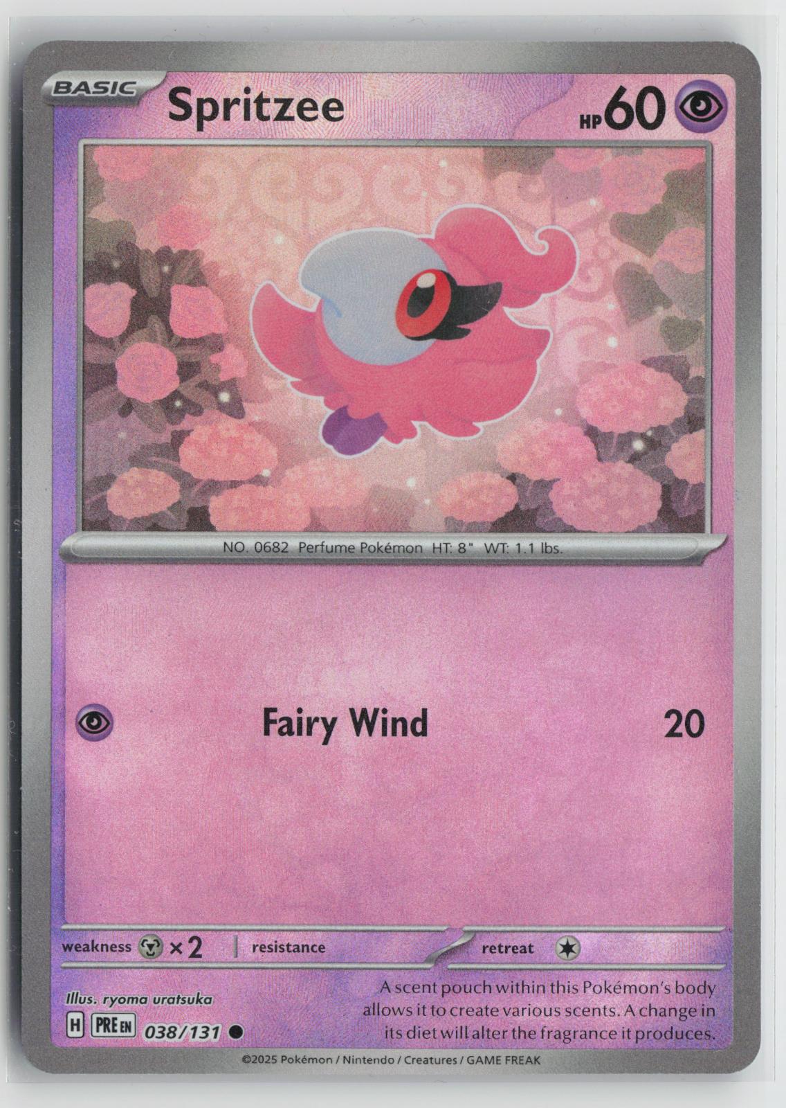 Spritzee (Poke Ball Pattern) 038/131 Common Prismatic Evolutions Pokemon Holo NM