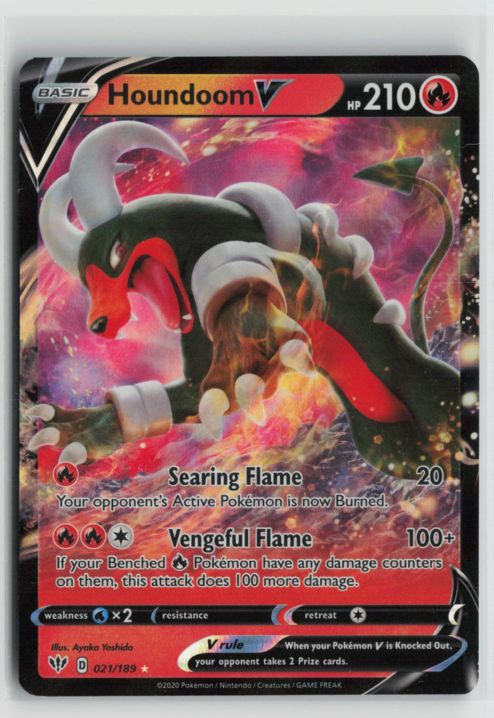 Houndoom V 021/189 Darkness Ablaze NM Holo V Rare Pokemon0