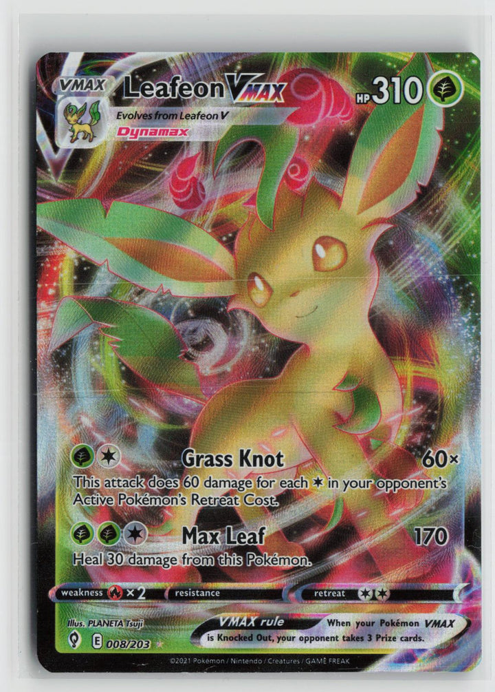 Leafeon VMAX 008/203 Evolving Skies NM Holo VMAX Rare Pokemon0