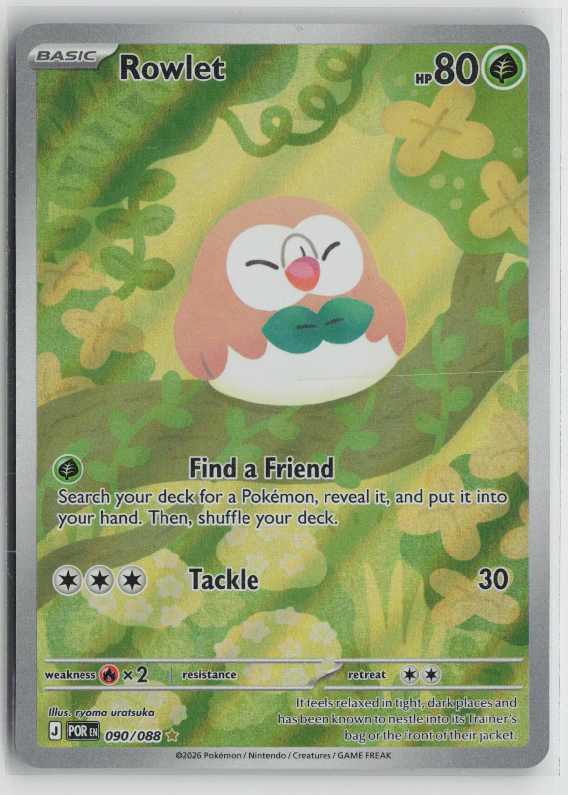 Rowlet 090/088 Holo Illustration Rare Perfect Order Pokemon NM
