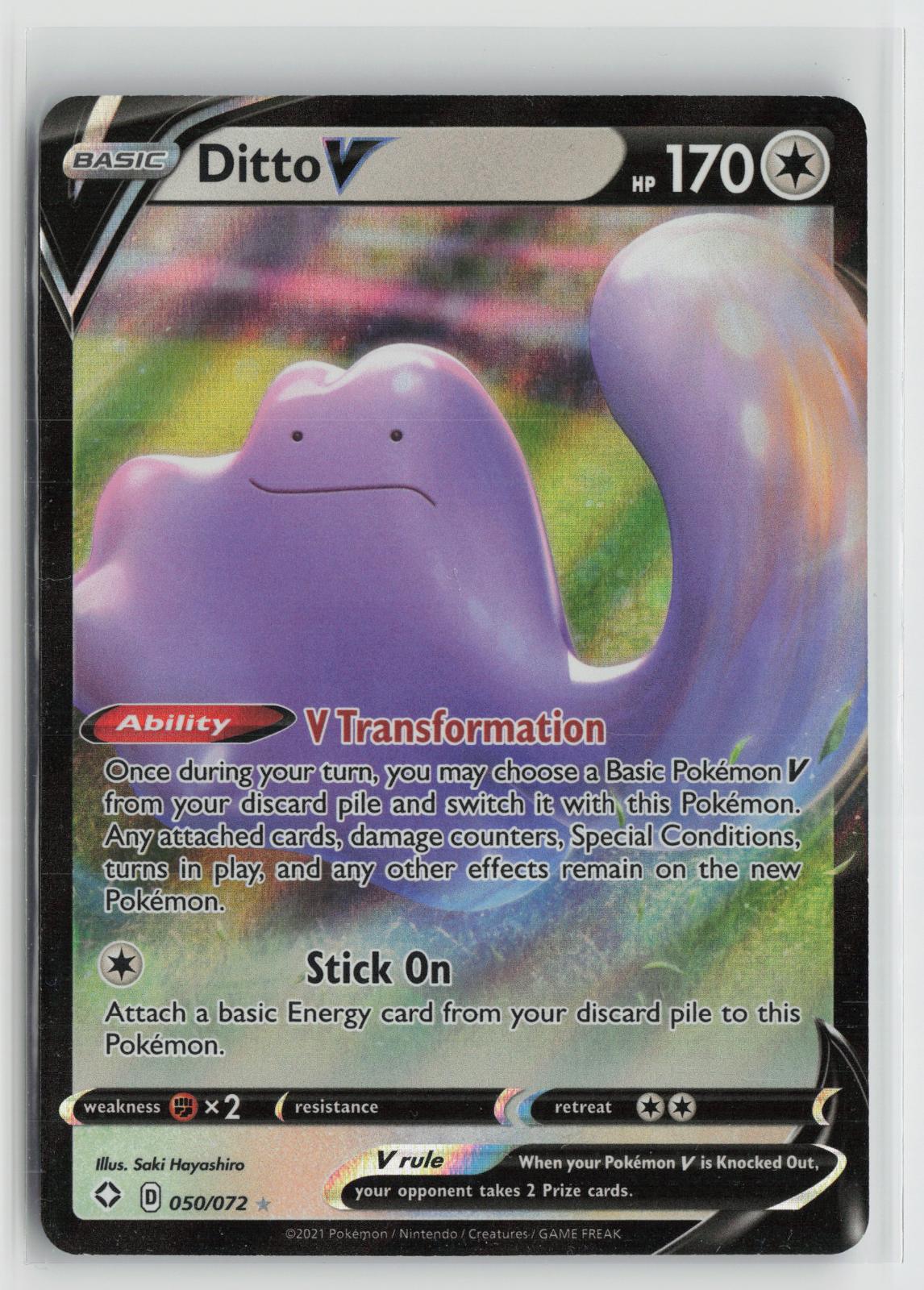 Ditto V 050/072 Shining Fates NM Holo V Rare Pokemon