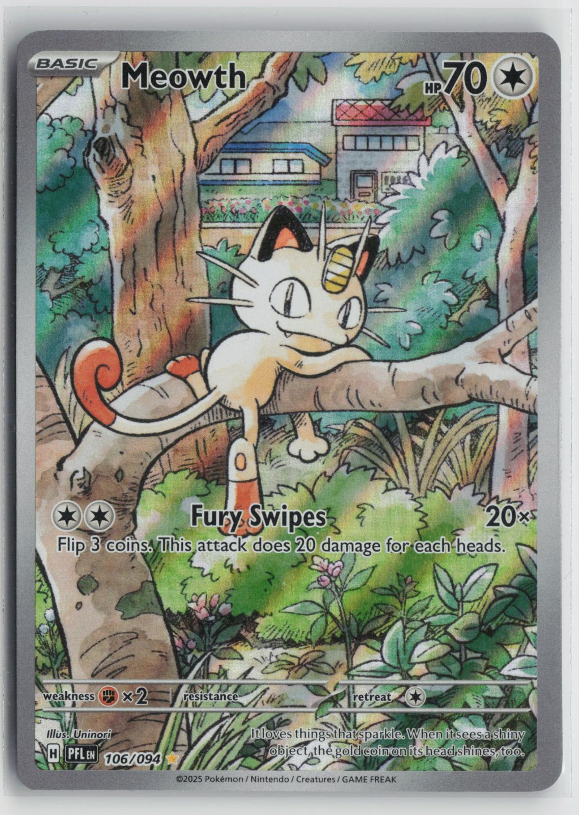 Meowth 106/094 Illustration Rare Phantasmal Flames Pokemon NM