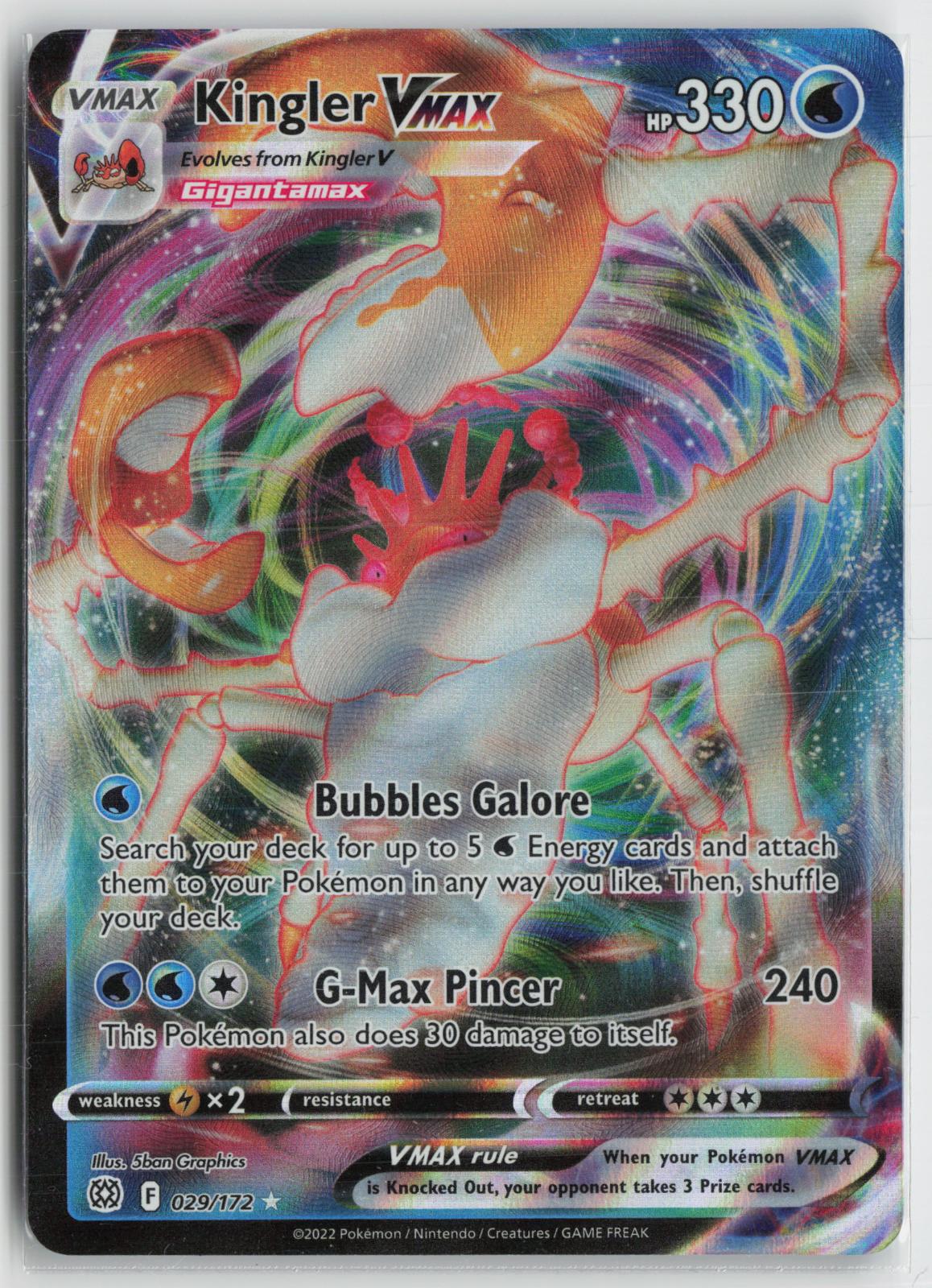 Kingler VMAX 029/172 Holo VMAX Rare Brilliant Stars Pokemon NM