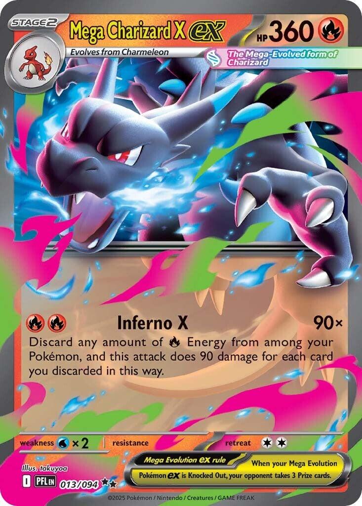 Mega Charizard X ex 013/094 Phantasmal Flames NM RR Holo Pokemon