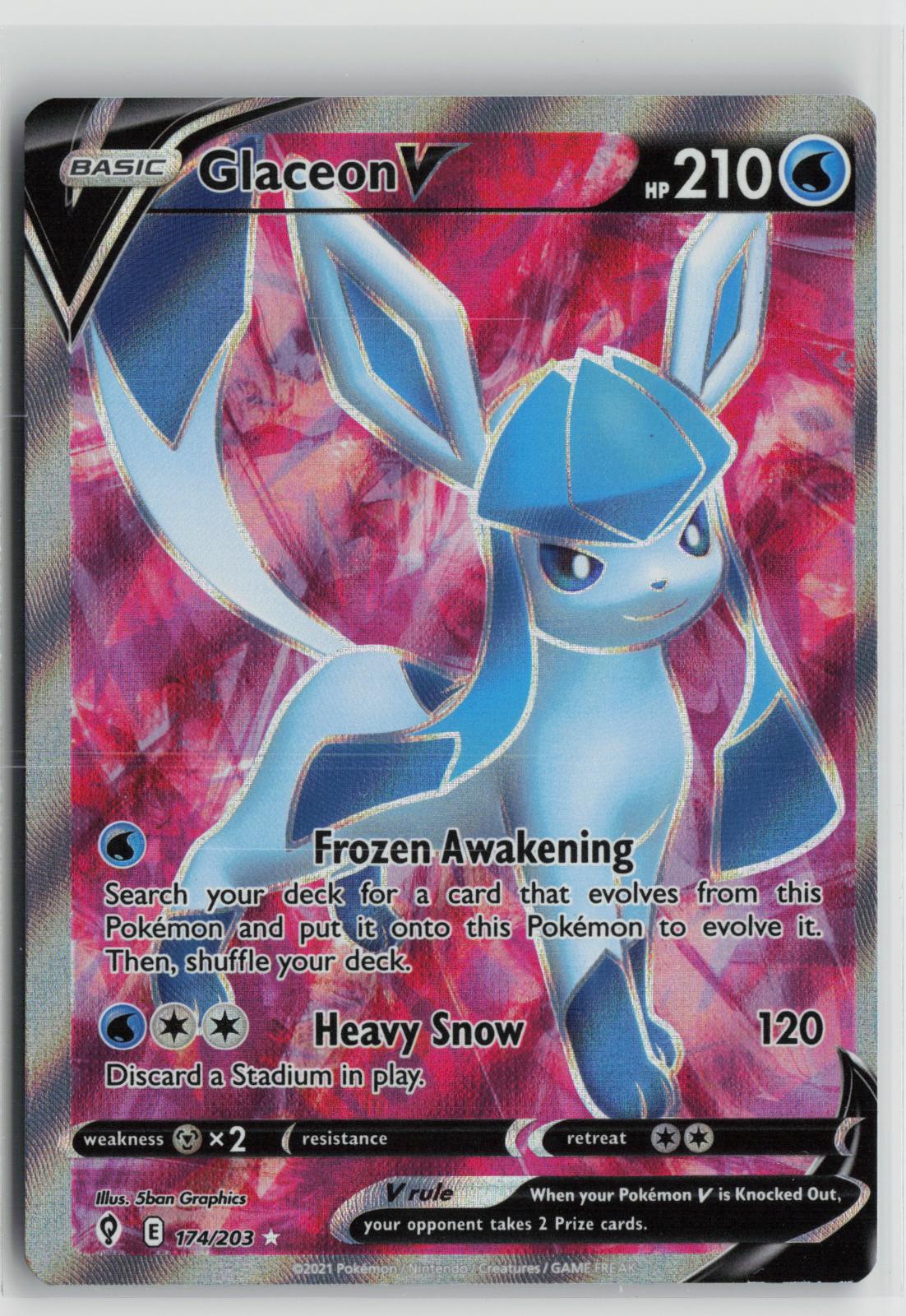 Glaceon V 174/203 Evolving Skies NM Ultra Rare Holo Pokemon