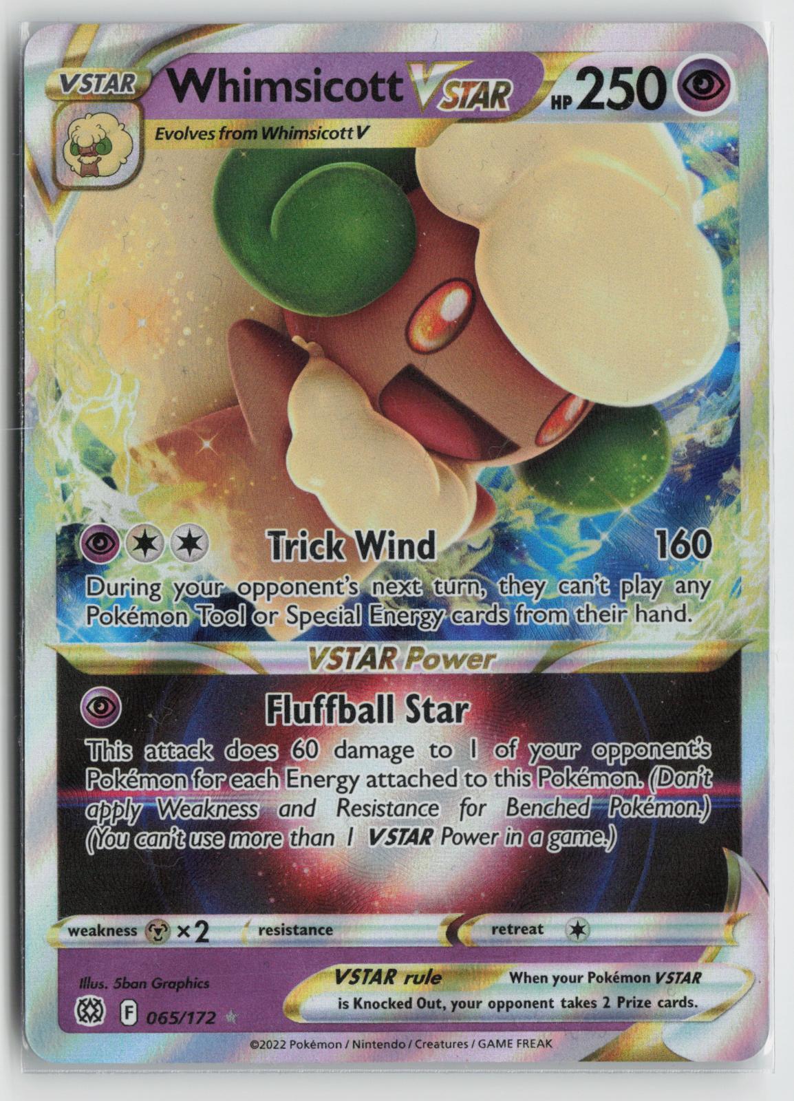 Whimsicott VSTAR 065/172 Holo VSTAR Rare Brilliant Stars Pokemon NM