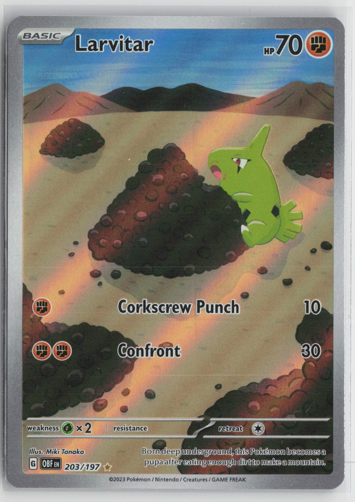 Larvitar 203/197 Illustration Rare Obsidian Flames Pokemon Holo NM0