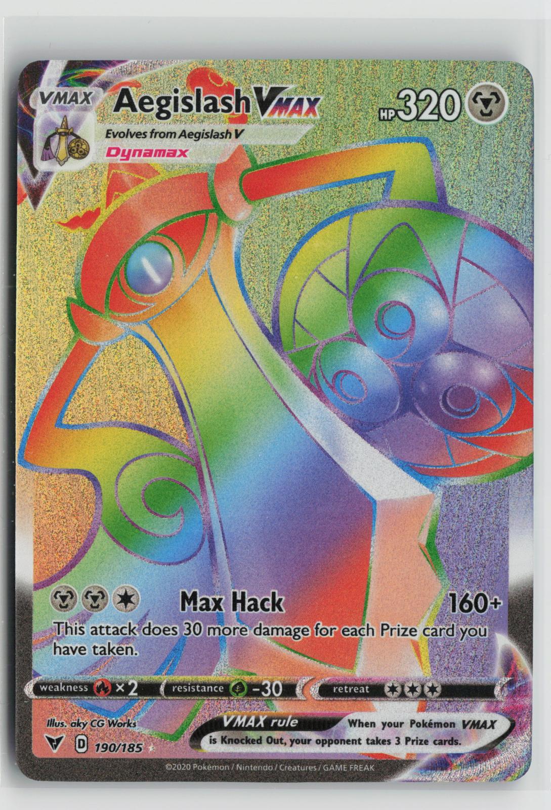Aegislash VMAX 190/185 Rainbow Rare Vivid Voltage Pokemon Holo NM