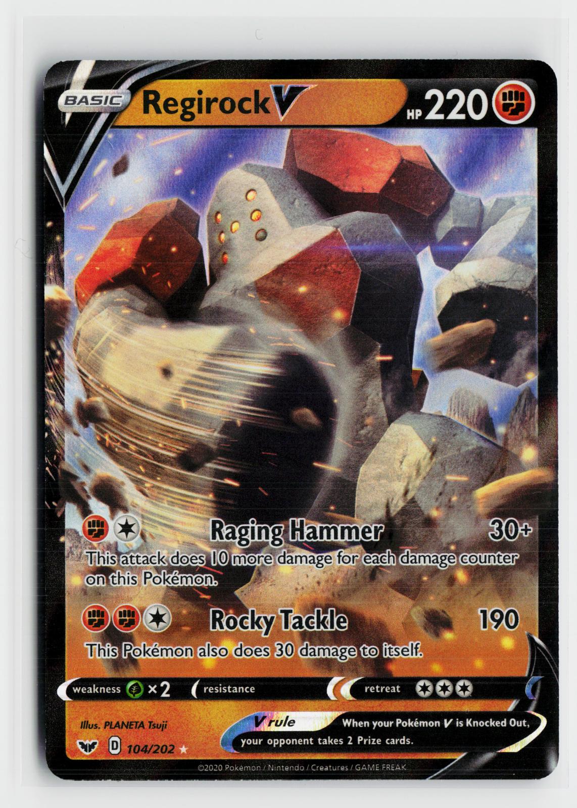 Regirock V 104/202 Sword & Shield NM Holo V Rare Pokemon