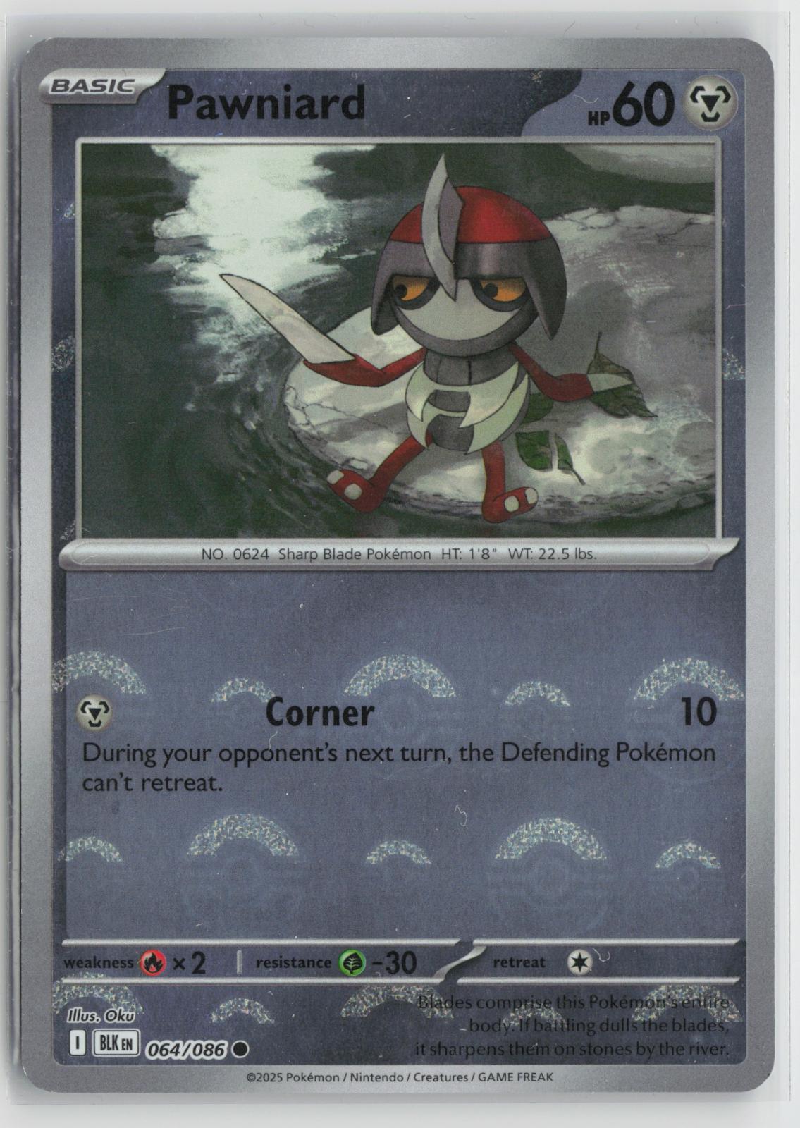 Pawniard (Poke Ball Pattern) 064/086 Holo Common Black Bolt Pokemon NM