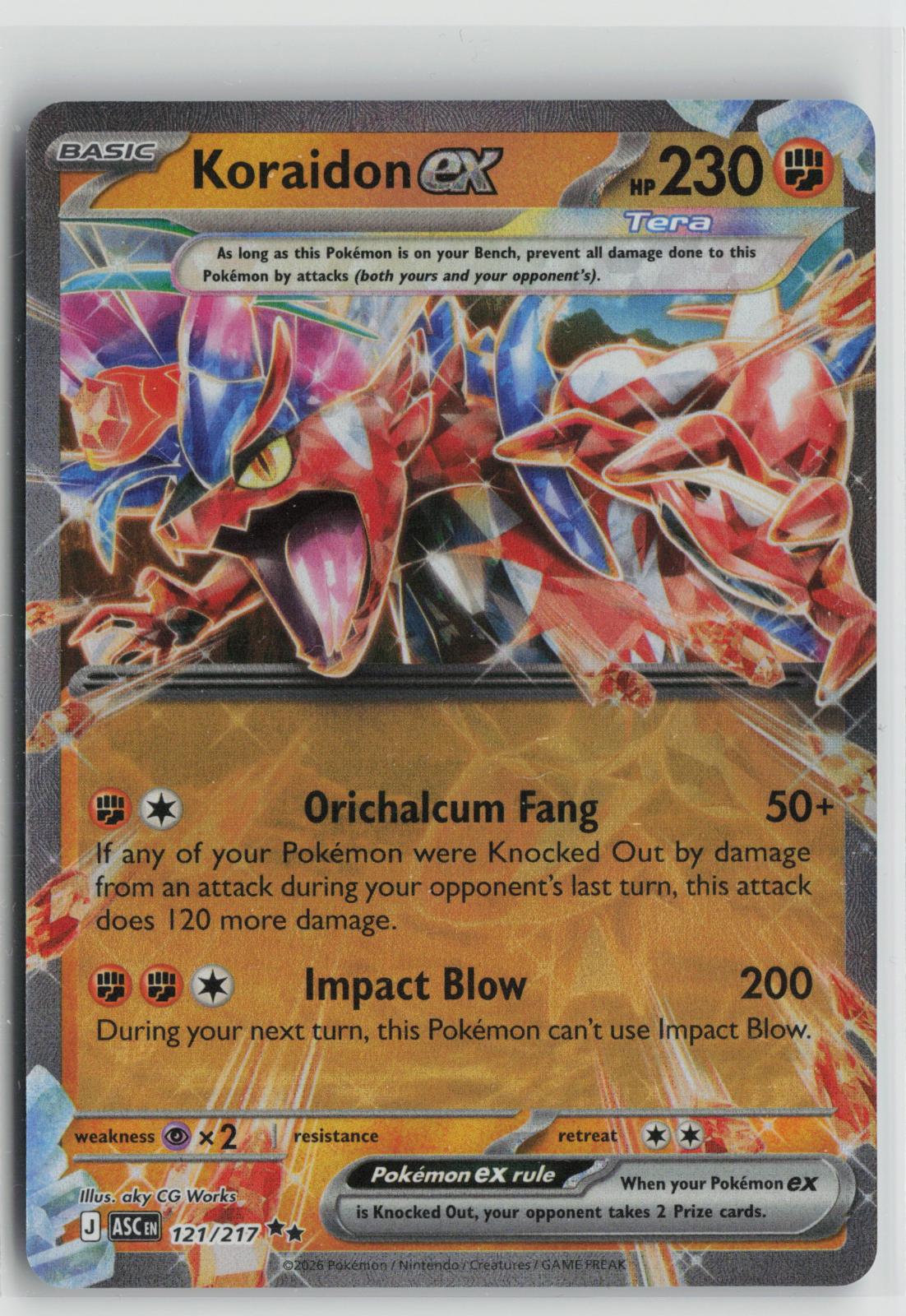 Koraidon ex 121/217 Double Rare Ascended Heroes Pokemon Holo NM