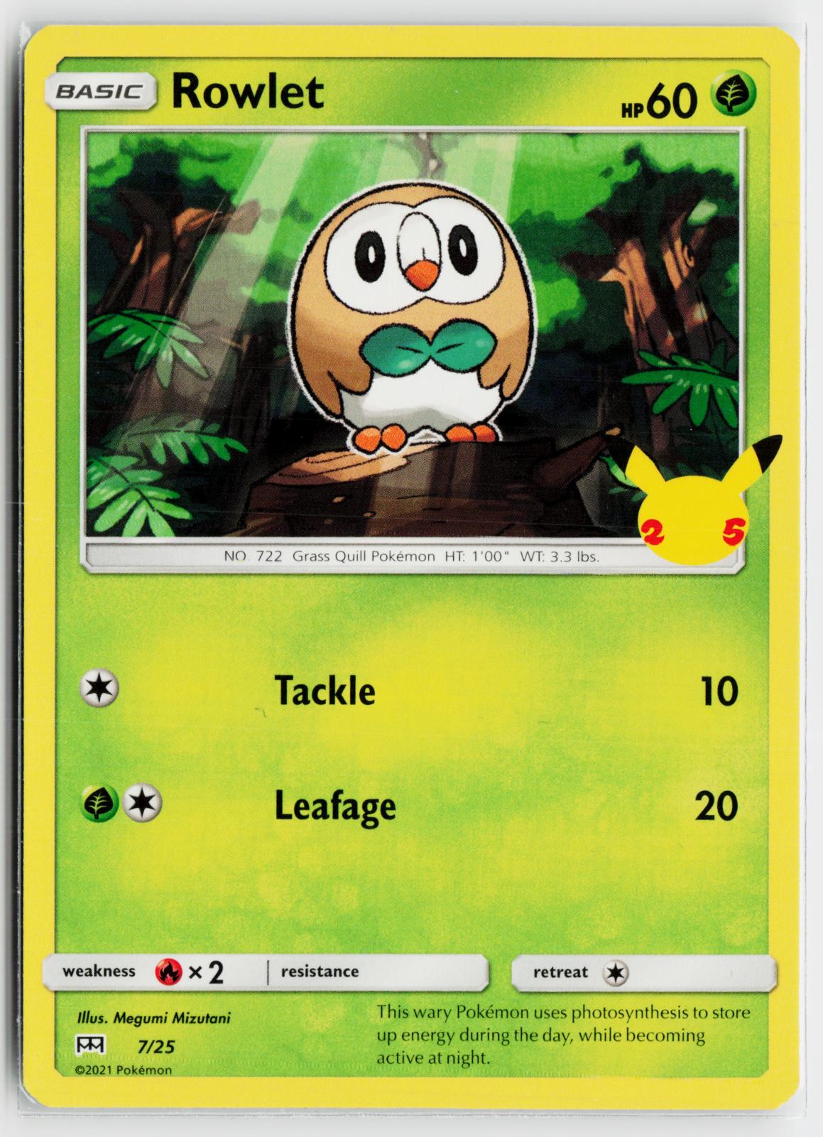 Rowlet 007/025 McDonald's 25th Anniversary Promos NM P Pokemon