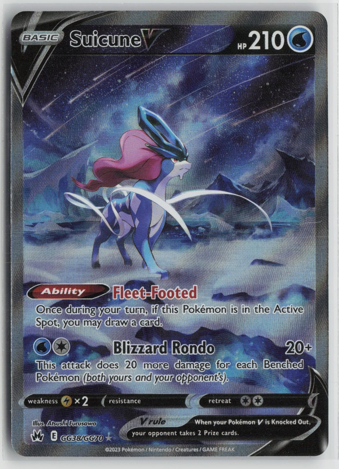 Suicune V GG38/GG70 Holo V Rare Crown Zenith Galarian Gallery Pokemon NM