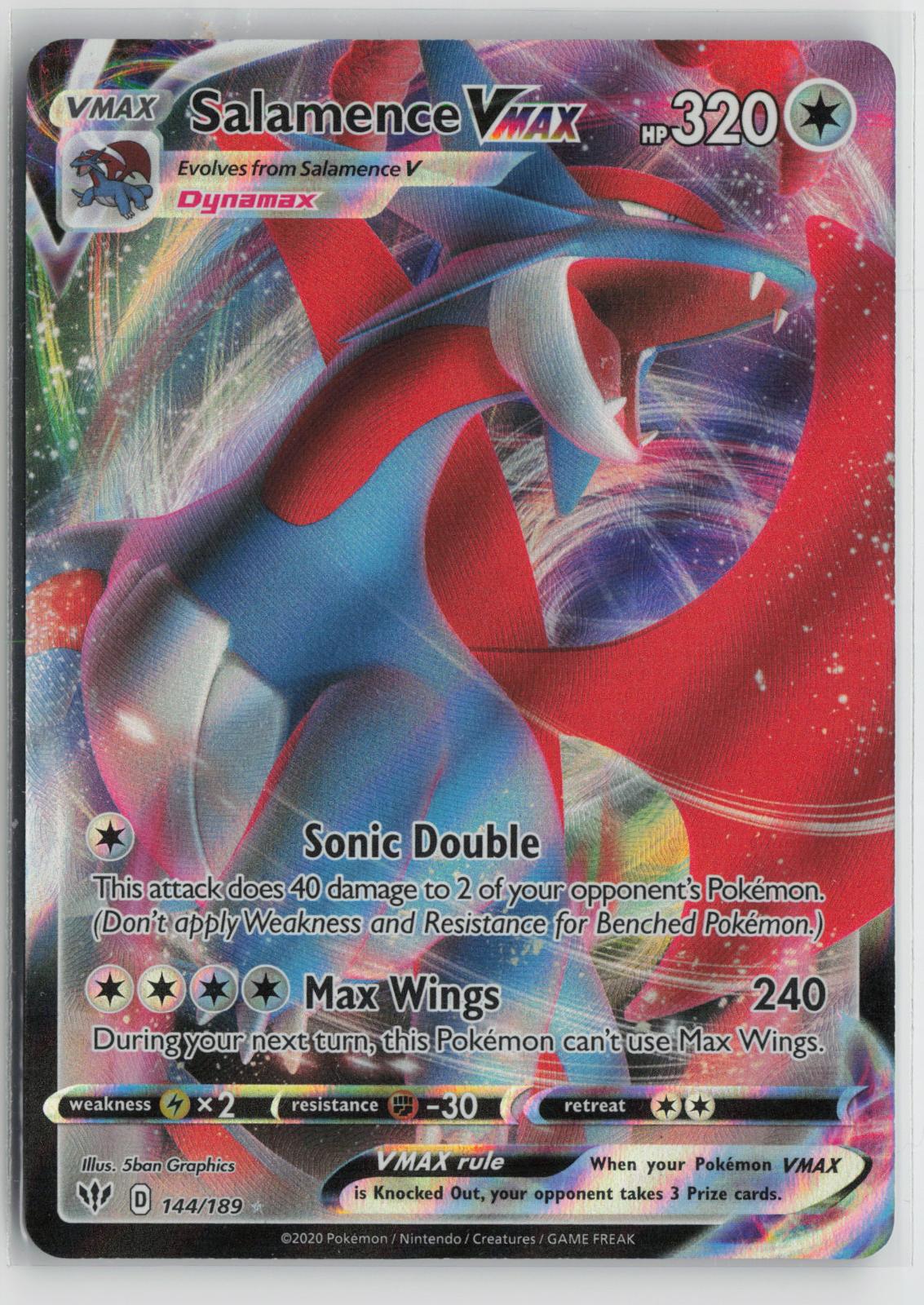 Salamence VMAX 144/189 Holo VMAX Rare Darkness Ablaze Pokemon NM