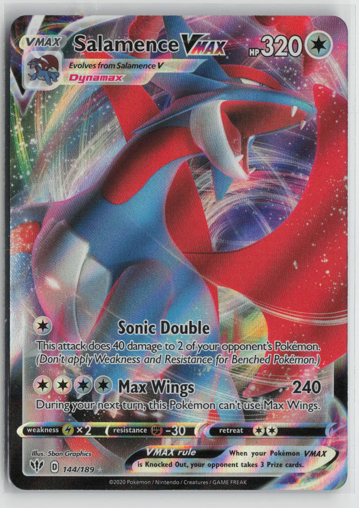 Salamence VMAX 144/189 Holo VMAX Rare Darkness Ablaze Pokemon NM0