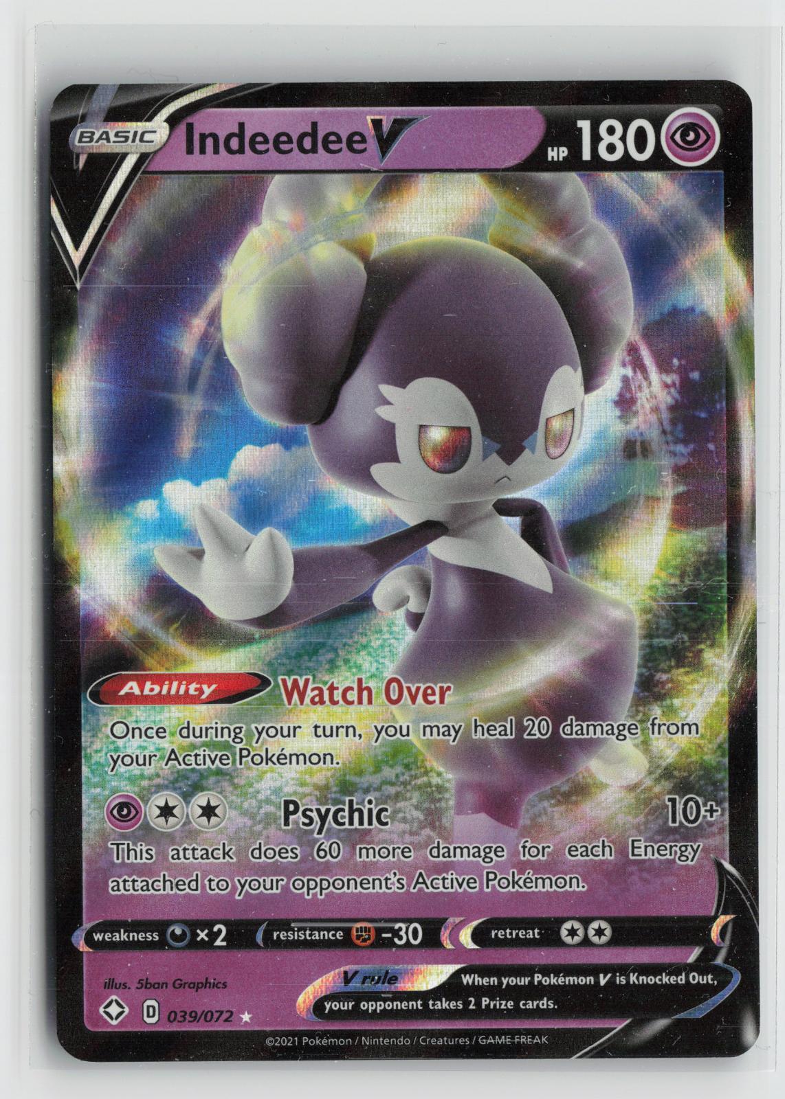 Indeedee V 039/072 Holo V Rare Shining Fates Pokemon NM
