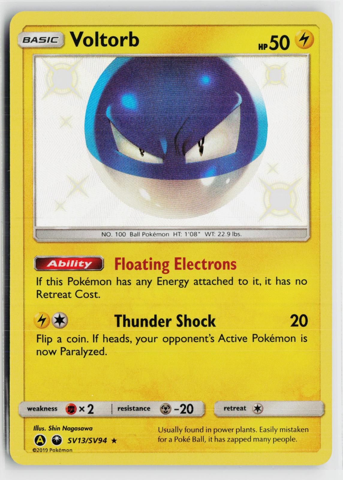Voltorb SV13/SV94 Hidden Fates Shiny Vault NM Shiny Rare Holo Pokemon