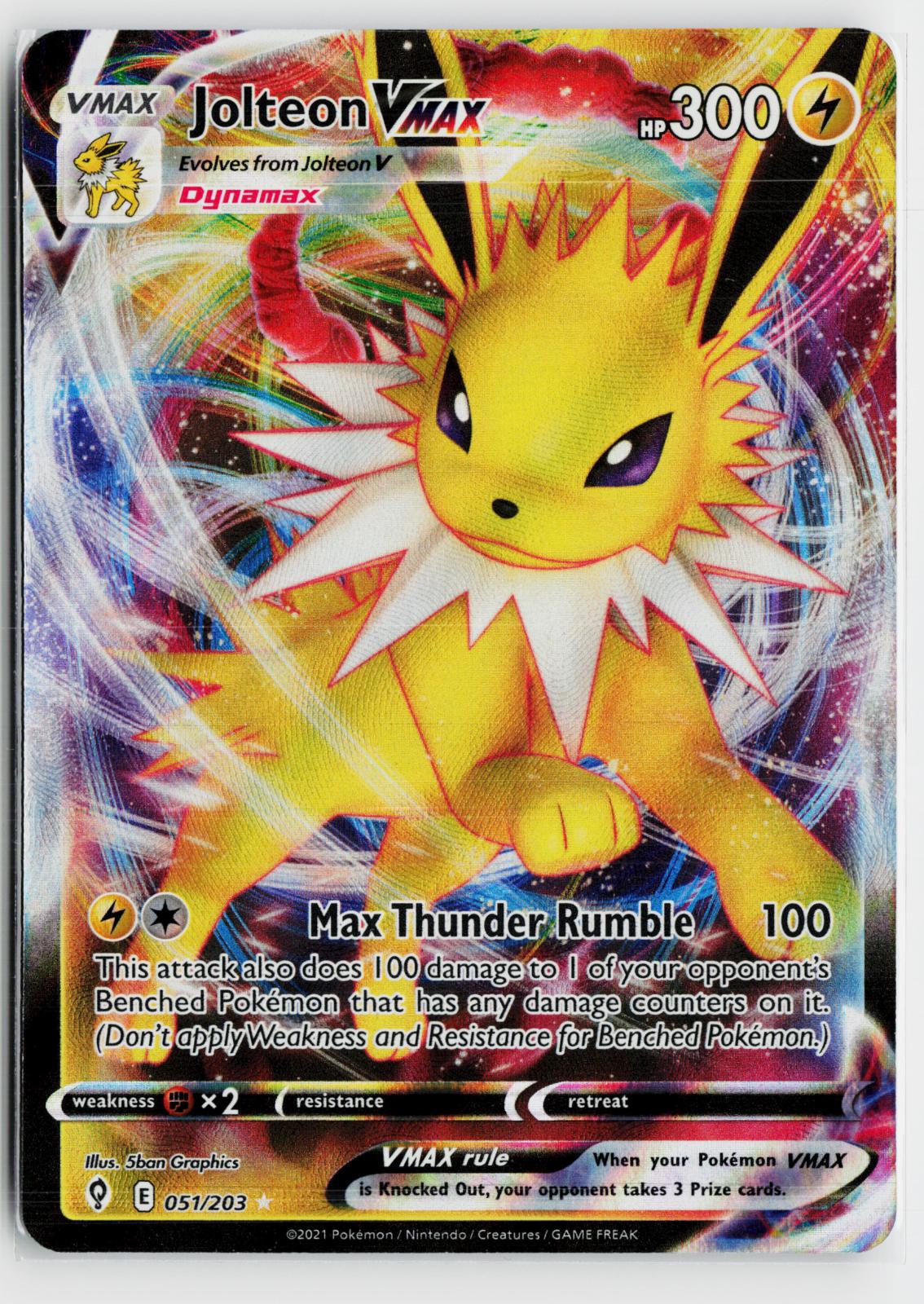 Jolteon VMAX 051/203 Evolving Skies NM Holo VMAX Rare Pokemon