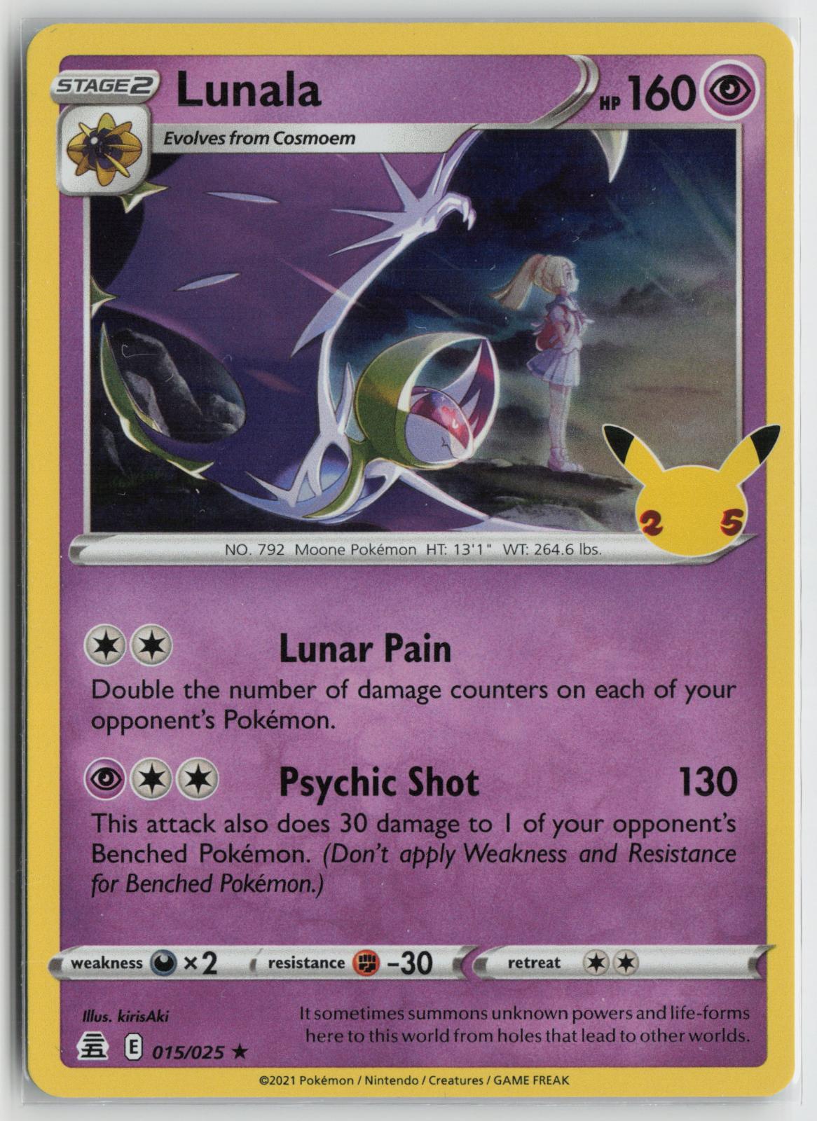 Lunala 015/025 Celebrations NM Holo R Pokemon