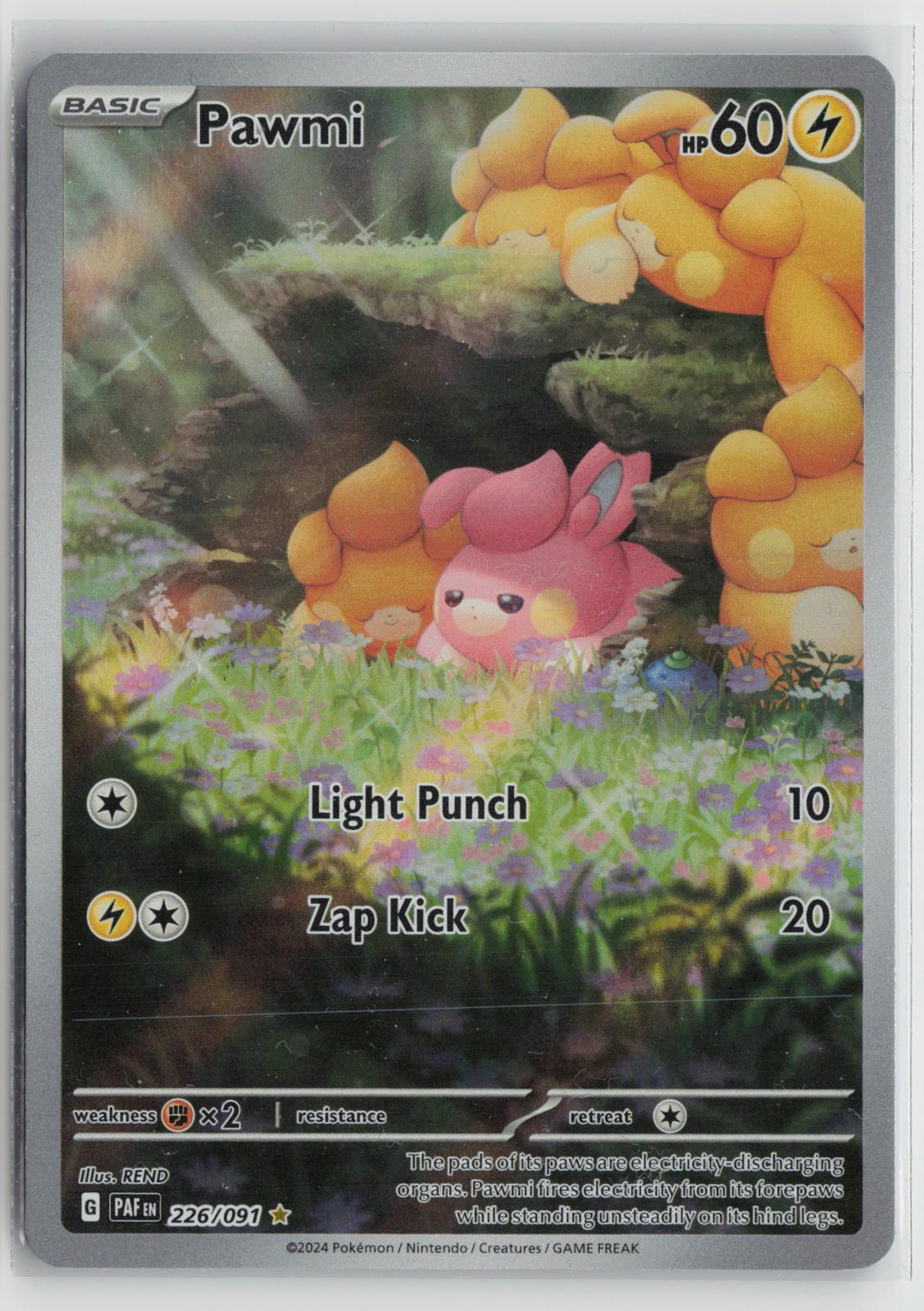 Pawmi 226/091 Illustration Rare Paldean Fates Pokemon Holo NM