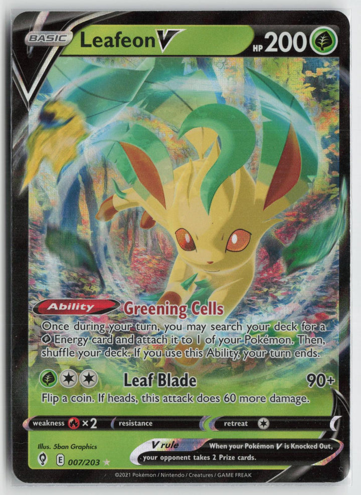 Leafeon V 007/203 Holo V Rare Evolving Skies Pokemon NM0