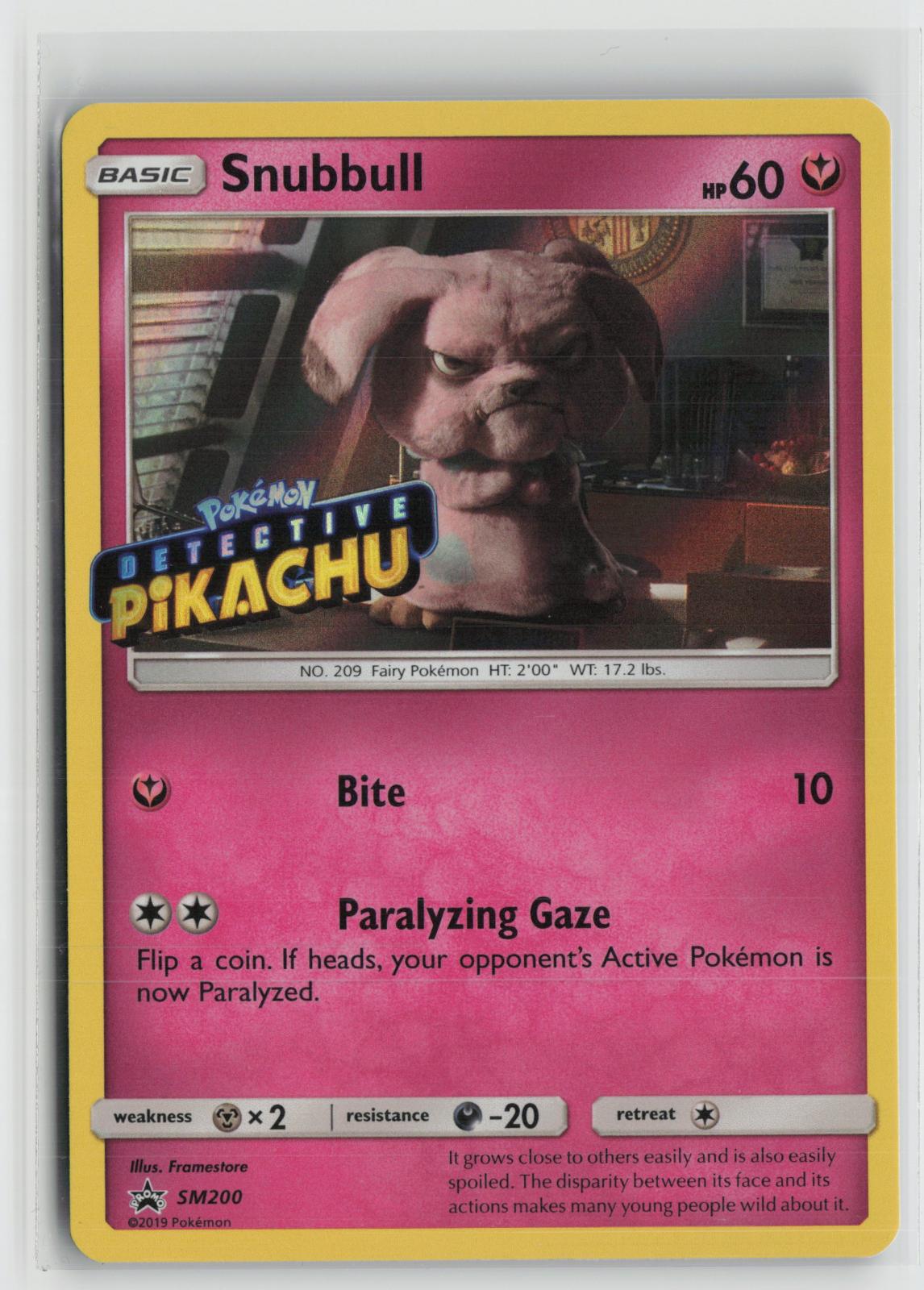 Snubbull Detective Pikachu Stamped SM200 Holo Sun & Moon Promo Pokemon NM