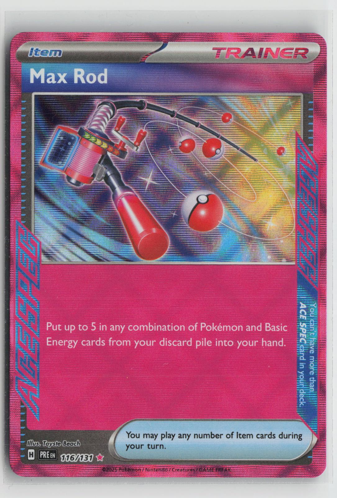 Max Rod 116/131 Holo ACE SPEC Rare Prismatic Evolutions Pokemon NM