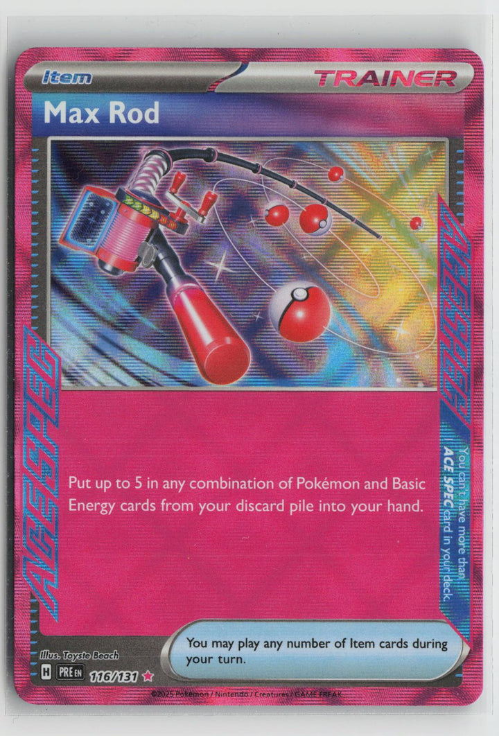 Max Rod 116/131 Holo ACE SPEC Rare Prismatic Evolutions Pokemon NM0