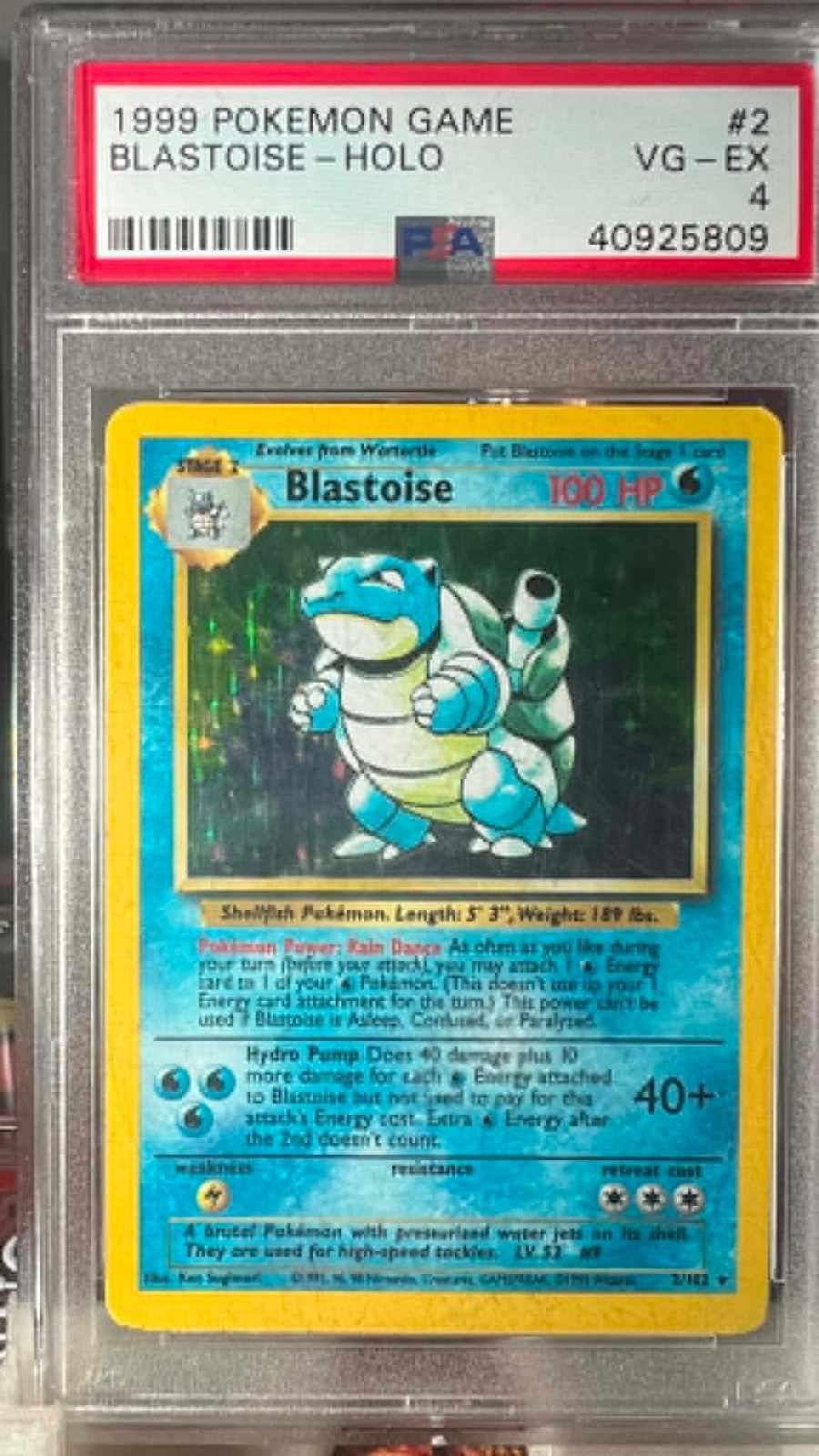Blastoise Holo 2/102 Game Pokemon PSA 4