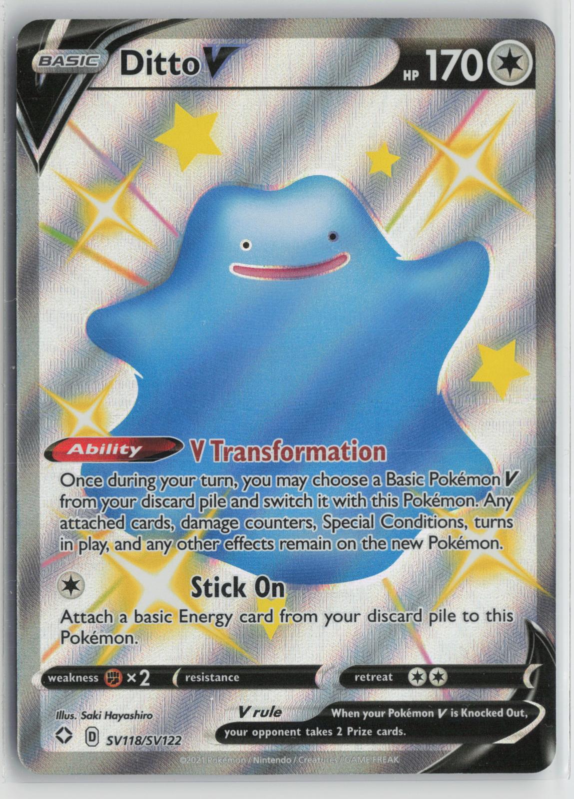 Ditto V SV118/SV122 Holo V Rare Shining Fates Shiny Vault Pokemon NM