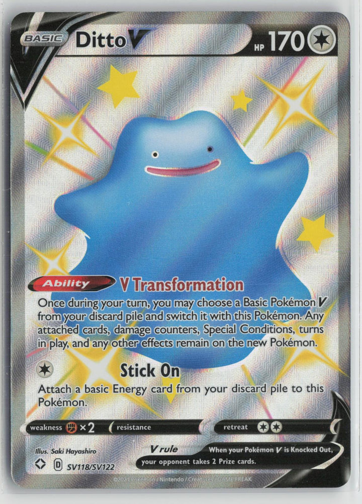 Ditto V SV118/SV122 Holo V Rare Shining Fates Shiny Vault Pokemon NM0
