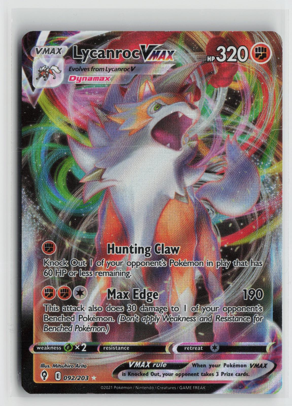 Lycanroc VMAX 092/203 Evolving Skies NM Holo VMAX Rare Pokemon