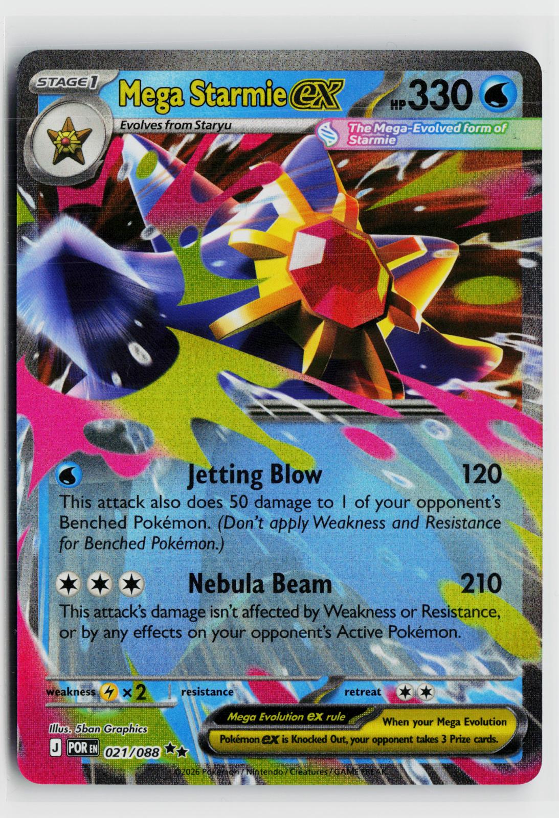Mega Starmie ex 021/088 Perfect Order NM RR Holo Pokemon