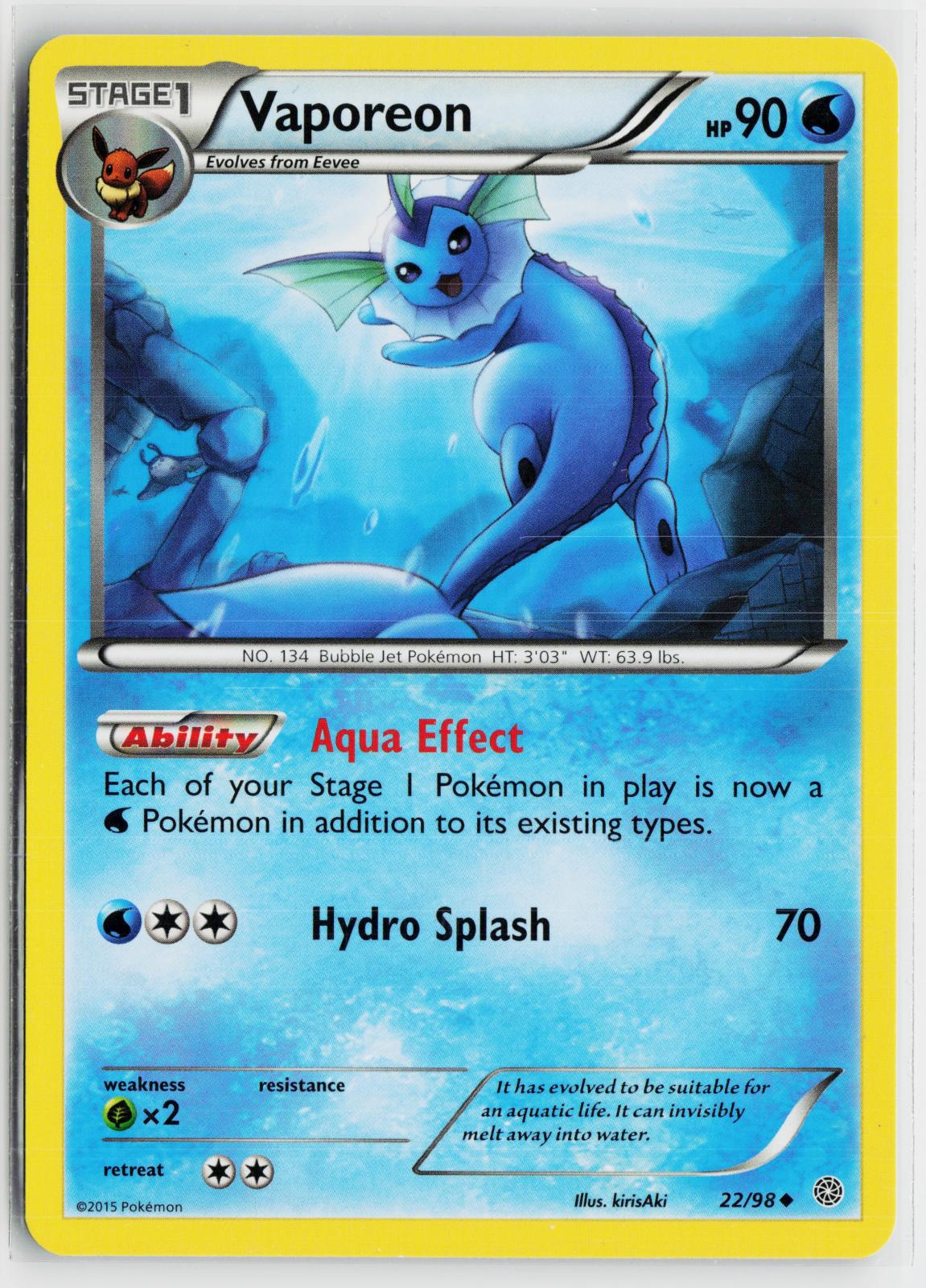Vaporeon 22/98 Ancient Origins NM UC Pokemon