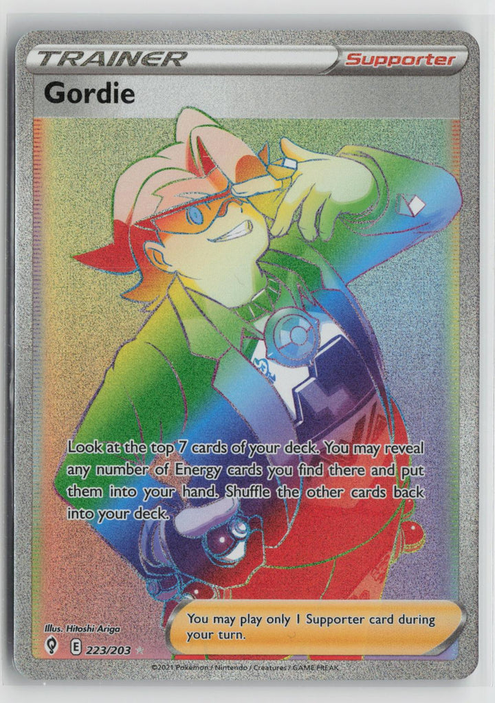 Gordie 223/203 Evolving Skies NM Rainbow Rare Holo Pokemon0
